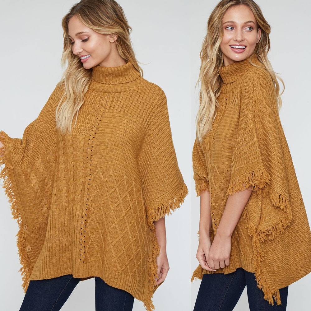 LAST ONE!  Cable Knit Poncho Sweater